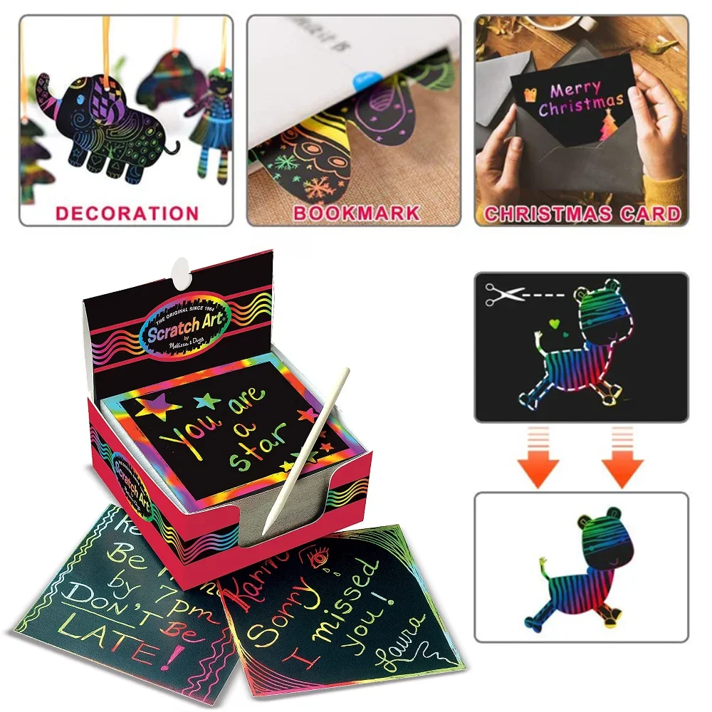 Kid Toys And Craft - 100Pcs Magic Color Rainbow Scratch Mini