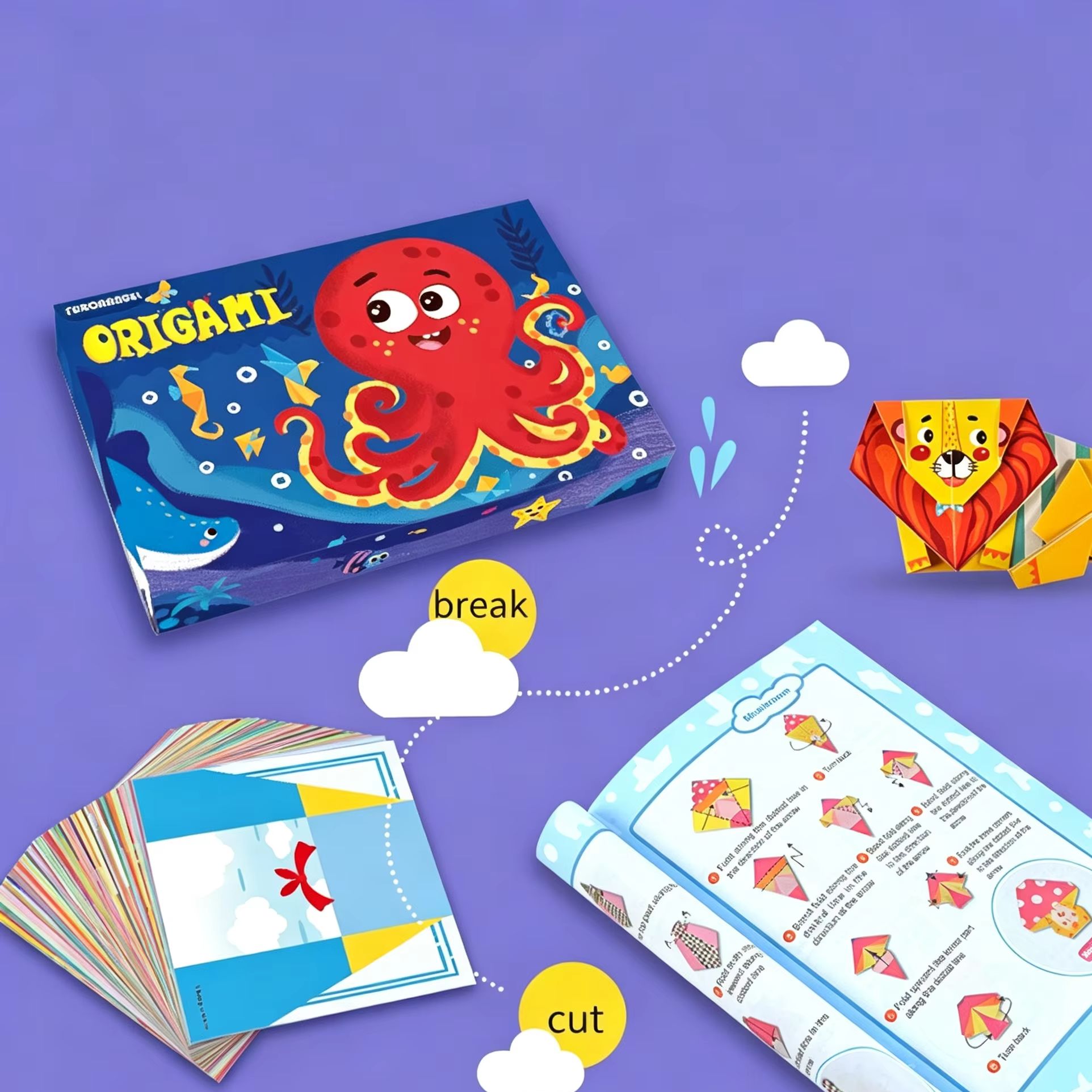 Kid Toys And Craft - 108 stron papieru origami z motywami