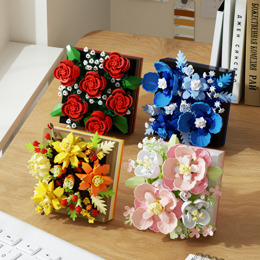 Kids Toys Under 500 - Rose Micro Diamond Particles Flower Building